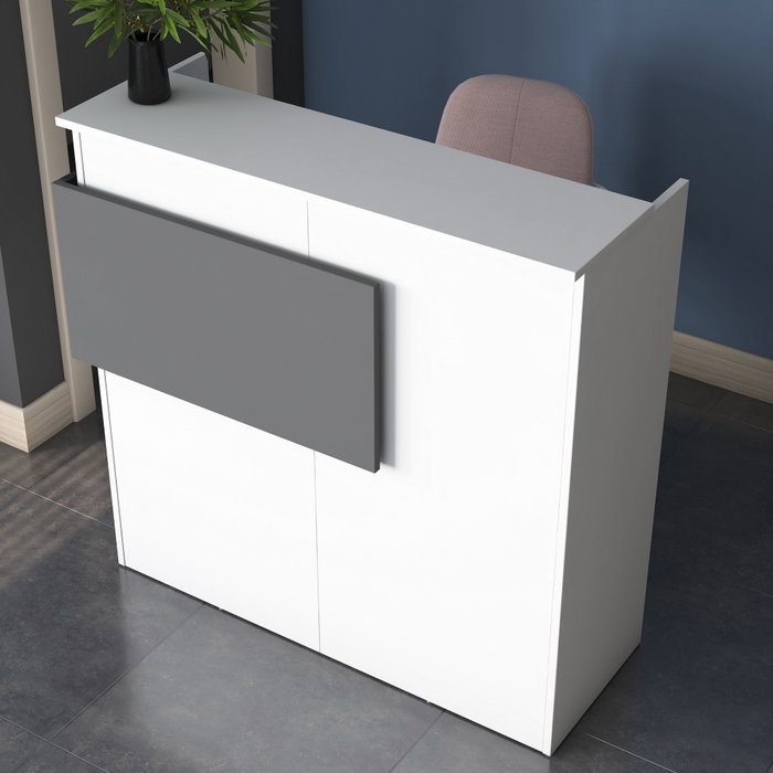Hanah Home MA102 - 2929 Mesa de Recepción, Blanco y Mármol, 110 cm Ancho x 110 cm Alto x 40 cm Fondo